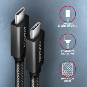 AXAGON BUCM32-CM05AB, USB-C Male la USB-C Male, 20Gbps, PD 100W, 0.5 m, Black