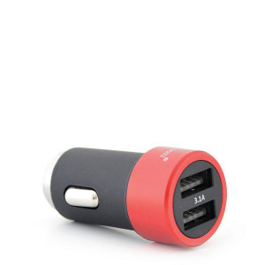 Lemontti 2x USB, 15W, Black/Red + cablu USB-C
