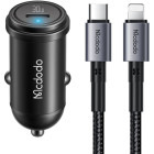 Incarcator auto Mcdodo 1x USB-C Fast Charging PD, 30W, Black + cablu USB-C la Lightning