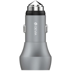 Devia 2x USB, QC 3.0, Silver Emergency Hammer