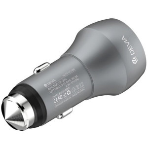 Devia 2x USB, QC 3.0, Silver Emergency Hammer