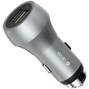 Devia 2x USB, QC 3.0, Silver Emergency Hammer