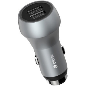 Devia 2x USB, QC 3.0, Silver Emergency Hammer