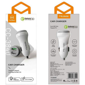 Mcdodo 1x USB QC 3.0, 1x USB 2.0, White