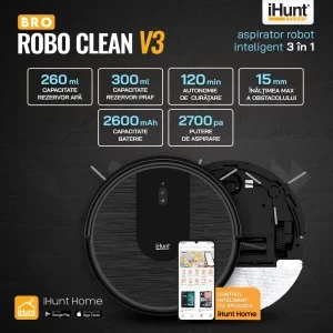 iHunt Bro Robo Clean V3, 2600 mAh, 2700Pa, 0.3L, Negru