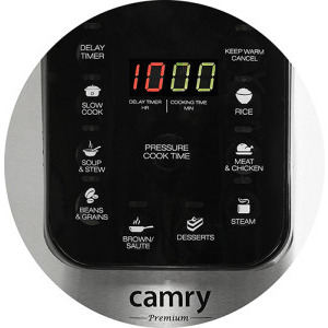 Camry Multicooker CR6409, 1000W, 6L, Argintiu/Negru