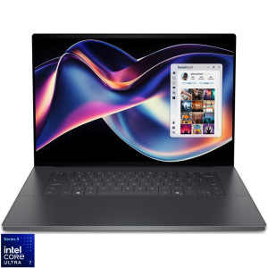 Laptop DELL 16 XPS 16 DA16260, 1920 x 1200 1-120Hz, Procesor Intel® Core™ Ultra 7 355 (12M Cache, up to 4.70 GHz), 16GB LPDDR5X, 1TB SSD, Intel Graphics, Win 11 Pro, Graphite, 3Yr ProSupport