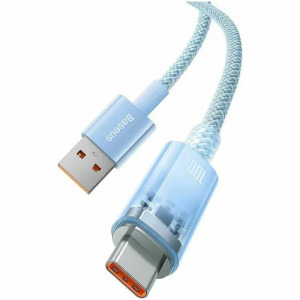 Baseus Explorer, USB Male la USB-C Male, 100W 2 m, Quick Charge, Light Blue, amperaj maxim suportat 6A