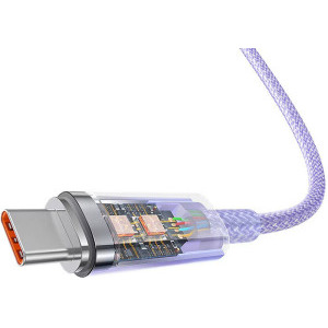 Baseus Explorer, USB Male la USB-C Male, 100W 2 m, Quick Charge, Purple, amperaj maxim suportat 6A