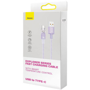 Baseus Explorer, USB Male la USB-C Male, 100W 2 m, Quick Charge, Purple, amperaj maxim suportat 6A