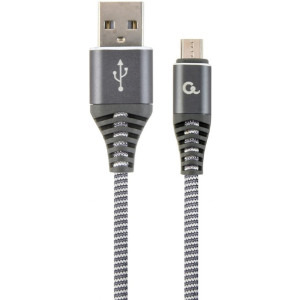 Cablu de date / adaptor Gembird USB Male la microUSB Male, 1 m, Grey/White