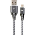Cablu de date / adaptor Gembird USB Male la microUSB Male, 1 m, Grey/White
