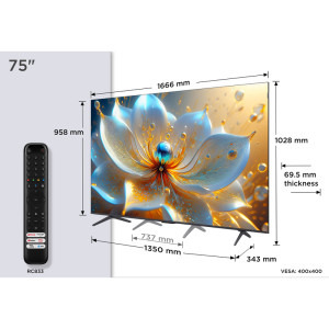 TCL Smart TV QLED 75T8C Seria T8C 189cm 4K UHD HDR