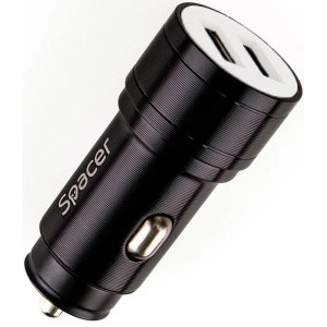 Incarcator auto Spacer SPCC-DUO-02, 2x USB, 17 W, Black