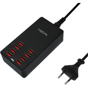 Incarcator retea Logilink PA0140, 8x USB, Quick Charge 44 W, Black