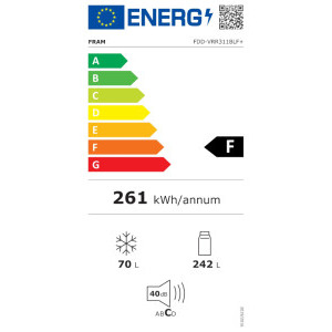 Fram FDD-VRR311BLF+, 311 L, Clasa F, Control mecanic, Iluminare LED, 179 cm, Albastru