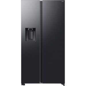 Frigider Side By Side Samsung RS70F65KEFEO, 640 L, Clasa E, Full No Frost, Digital Inverter, All Around Cooling, SpaceMax, Metal Cooling, SmartThings, Dozator de apa & gheata, Control electronic, 178 cm, Inox negru