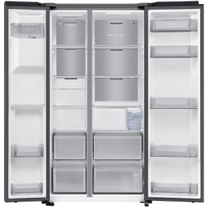 Samsung RS70F65KEFEO, 640 L, Clasa E, Full No Frost, Digital Inverter, All Around Cooling, SpaceMax, Metal Cooling, SmartThings, Dozator de apa & gheata, Control electronic, 178 cm, Inox negru