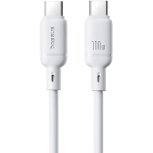 Cablu de date / adaptor Baseus Silky, USB-C Male la USB-C Male, 100 W, 2 m, White