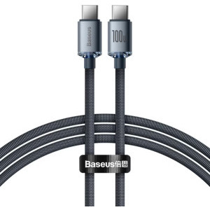 Cablu de date / adaptor Baseus Crystal Shine, USB-C Male la USB-C Male, 100 W, 1.2 m, Black
