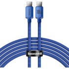 Cablu de date / adaptor Baseus Crystal Shine, USB-C Male la USB-C Male, 100 W, 1.2 m, Blue