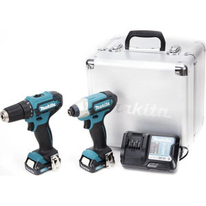 Makita Set de scule CLX224X Masina de gaurit si insurubat 30 Nm, masina de insurubat cu impact, 110 Nm, 2 acumulatori Li-Ion 1.5 Ah, 12 V, incarcator, valiza aluminiu