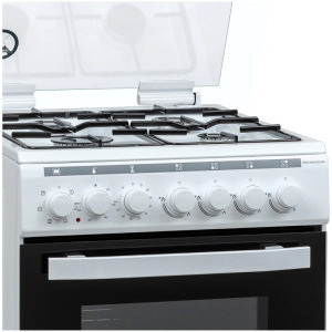 Heinner HFSC-V60LITGC-WH, Mixt, 4 arzatoare gaz, Dispozitiv de siguranta, Aprindere electrica, Cuptor electric, Timer, Grill, Clasa A, 50 cm, Alb