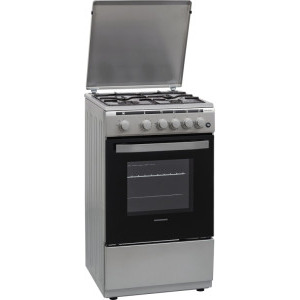 Heinner HFSC-V50LITSL, 4 arzatoare, Gaz, Aprindere electrica, Timer, 50 cm, Argintiu