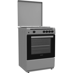 Heinner HFSC-V60SL, 4 arzatoare, Gaz, Aprindere electrica, Dispozitiv de siguranta, 60 cm, Argintiu