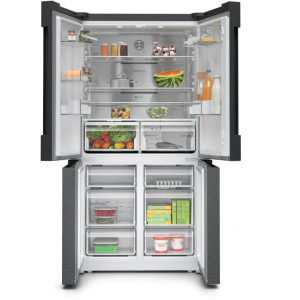 Bosch KFN96AXEA, 605 L, No Frost, Clasa E, FreshSense, 183 cm, Inox negru