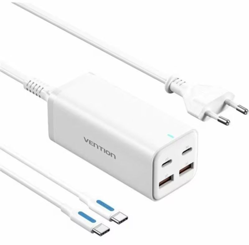 Incarcator retea Vention GaN 2x USB-C, 2x USB, 100W White