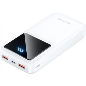 Baterie externa Vention 20000 mAh, 2x USB, 1x USB-C, 22.5W White