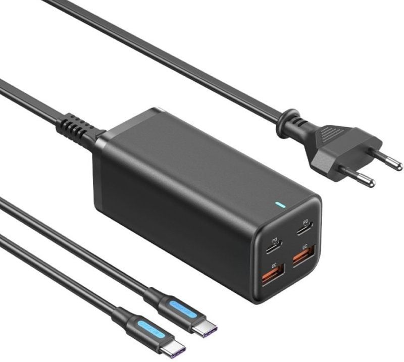 Incarcator retea Vention GaN 2x USB-C, 2x USB, 100W Black