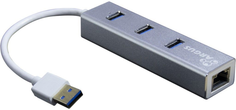 Hub USB Inter-Tech IT-310, 3 porturi, USB 3.0 + RJ-45, Argintiu