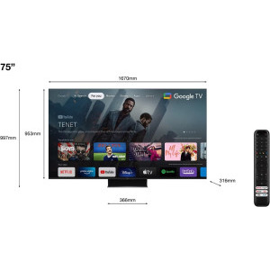TCL Smart TV Mini LED 75C845 Seria C845 189cm negru 4K UHD HDR