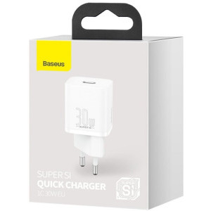 Baseus CCSUP-J02, Super Si 1C Quick Charge 30W, 1x USB-C, White