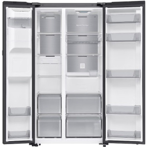 Samsung RS80F64JEBEO, 634 L, Clasa E, Full No Frost, Digital Inverter, All Around Cooling, Metal Cooling, AI Energy, SmartThings, Dozator de apa & gheata, Control electronic, 178 cm, Negru