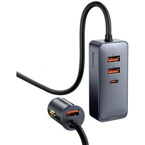 Incarcator auto Baseus CCBT-B0G, 1x USB-C, 3x USB, 120 W, Grey