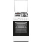Aragaz Heinner HFSC-S56E2HSWH, 2 arzatoare, 2 zone de gatit, Mixt, Dispozitiv de siguranta, Grill, 50 cm, Alb