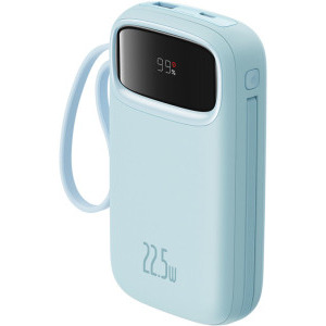 Baseus Qpow2, 20000 mAh, 1x USB, 2x USB-C, 22.5 W, Display, Cablu USB-C & Lightning integrat, Blue