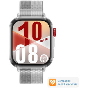 Huawei Watch Fit 4, Silver cu Silver Woven Strap