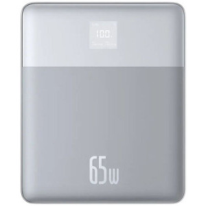 Baseus Blade 2, 12000 mAh, 2x USB-C, 65 W, Display, Silver, posibilitate incarcare laptop
