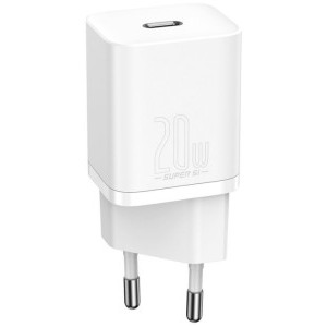 Incarcator retea Baseus Super Si, 1x USB-C, Quick Charge 20 W, White