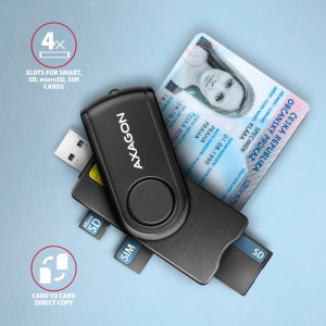 AXAGON Cititor electronic carti de identitate CRE-SMP2A, USB 2.0