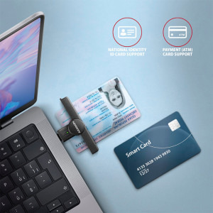 AXAGON Cititor electronic carti de identitate CRE-SMPC, USB-C