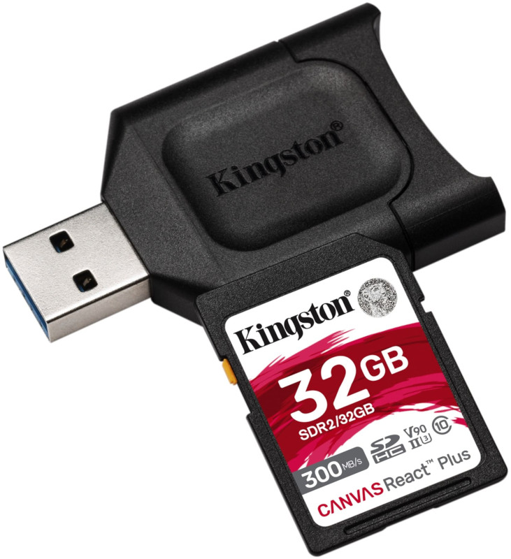 Card memorie Kingston SDHC UHS-II U3 Canvas React PLUS 32GB Clasa 10 + cititor USB