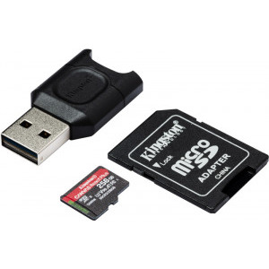 Kingston Micro SDXC Canvas React Plus Clasa 10 UHS-II 256GB + Adaptor SD + cititor USB