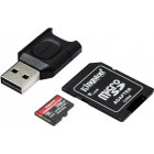 Card memorie Kingston Micro SDXC Canvas React Plus Clasa 10 UHS-II 256GB + Adaptor SD + cititor USB