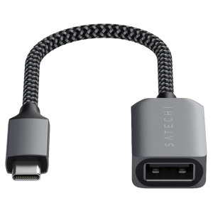 Satechi 1x USB Tip C Male - 1x USB 3.0 Tip A Female, 0.1 m, gri-negru