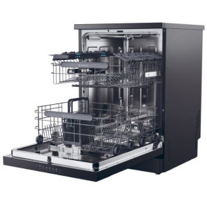 Candy CF5C6F0B, 15 seturi, 8 programe, Clasa C, Wash & Dry 35', Speed-Drive Inverter, Automatic Open Door, 60 cm, Negru